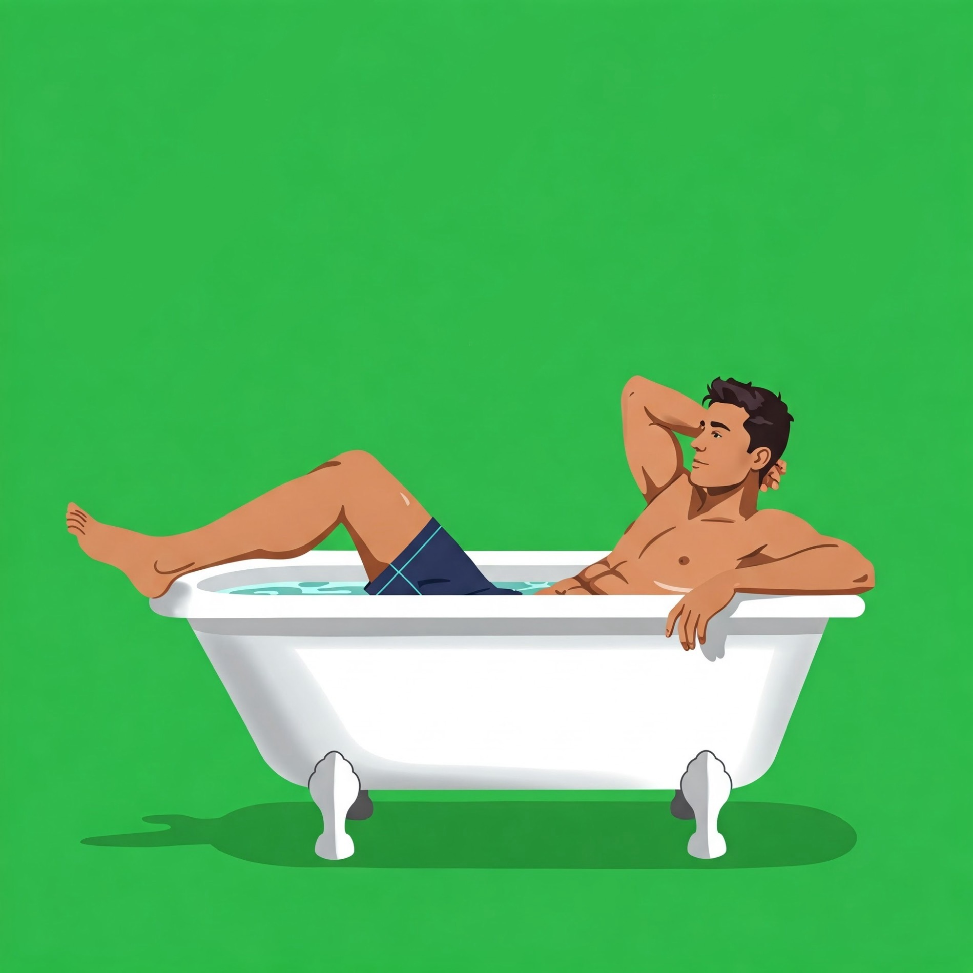 photo of Leisurely Bath Man Relaxing in Tub USA